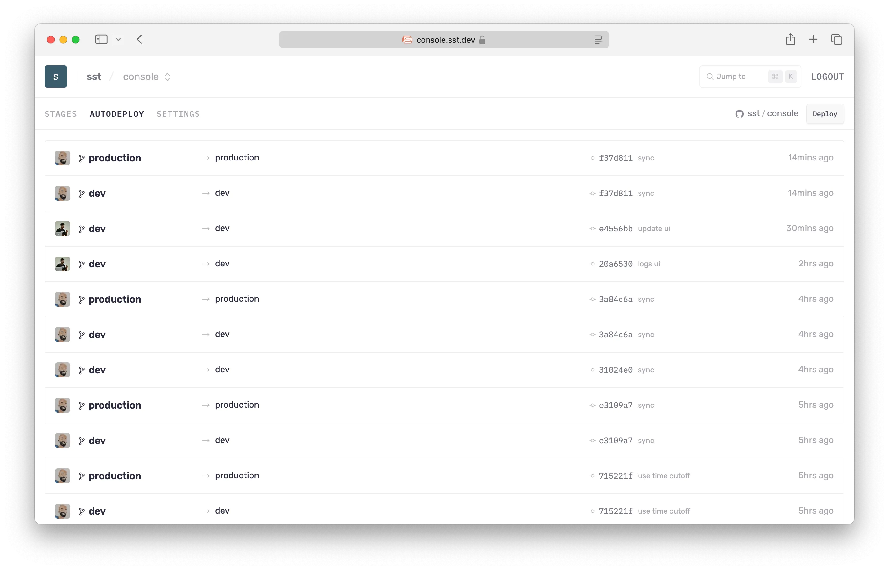 SST Console Autodeploy