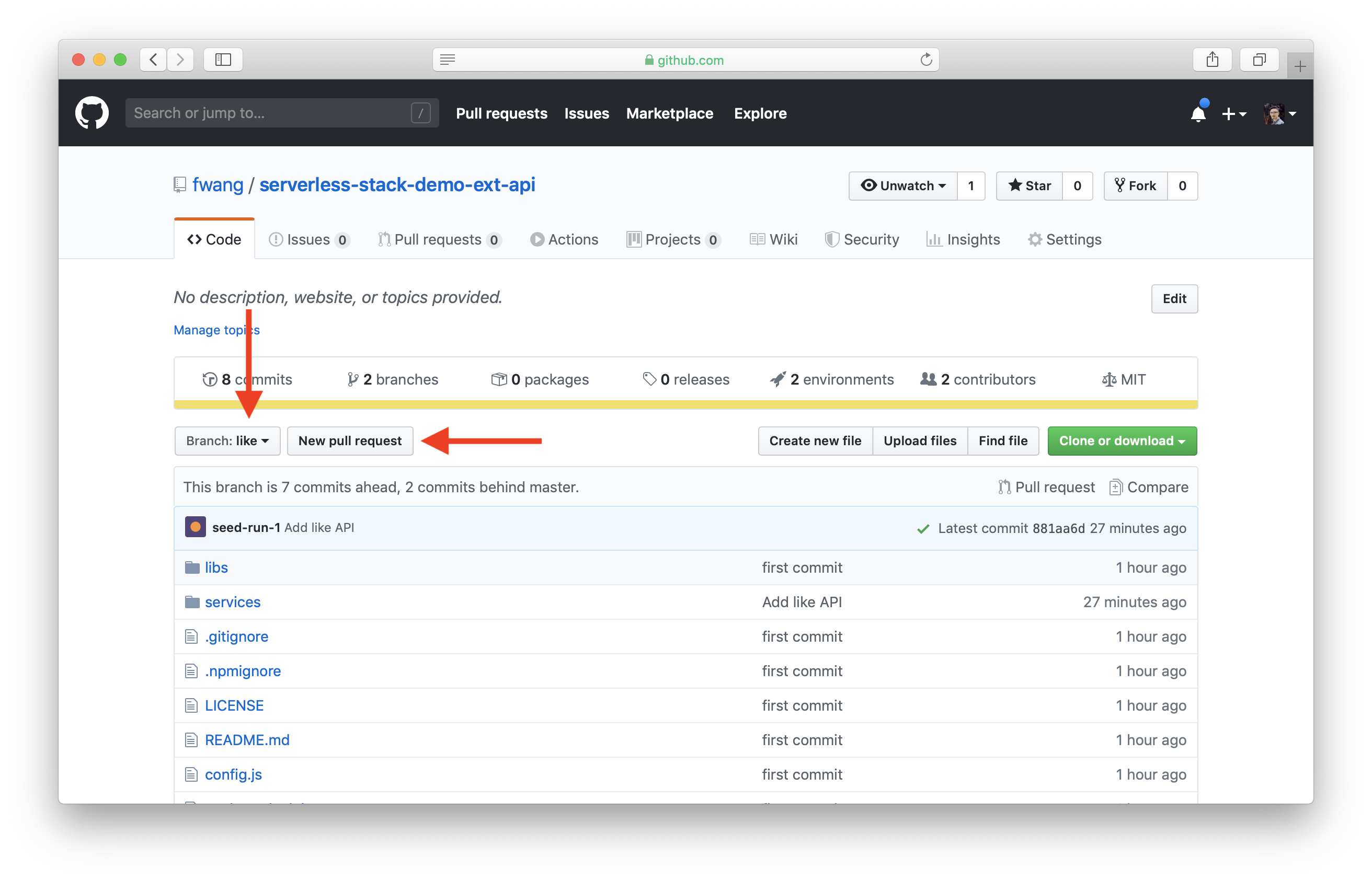 Select New pull requests in GitHub
