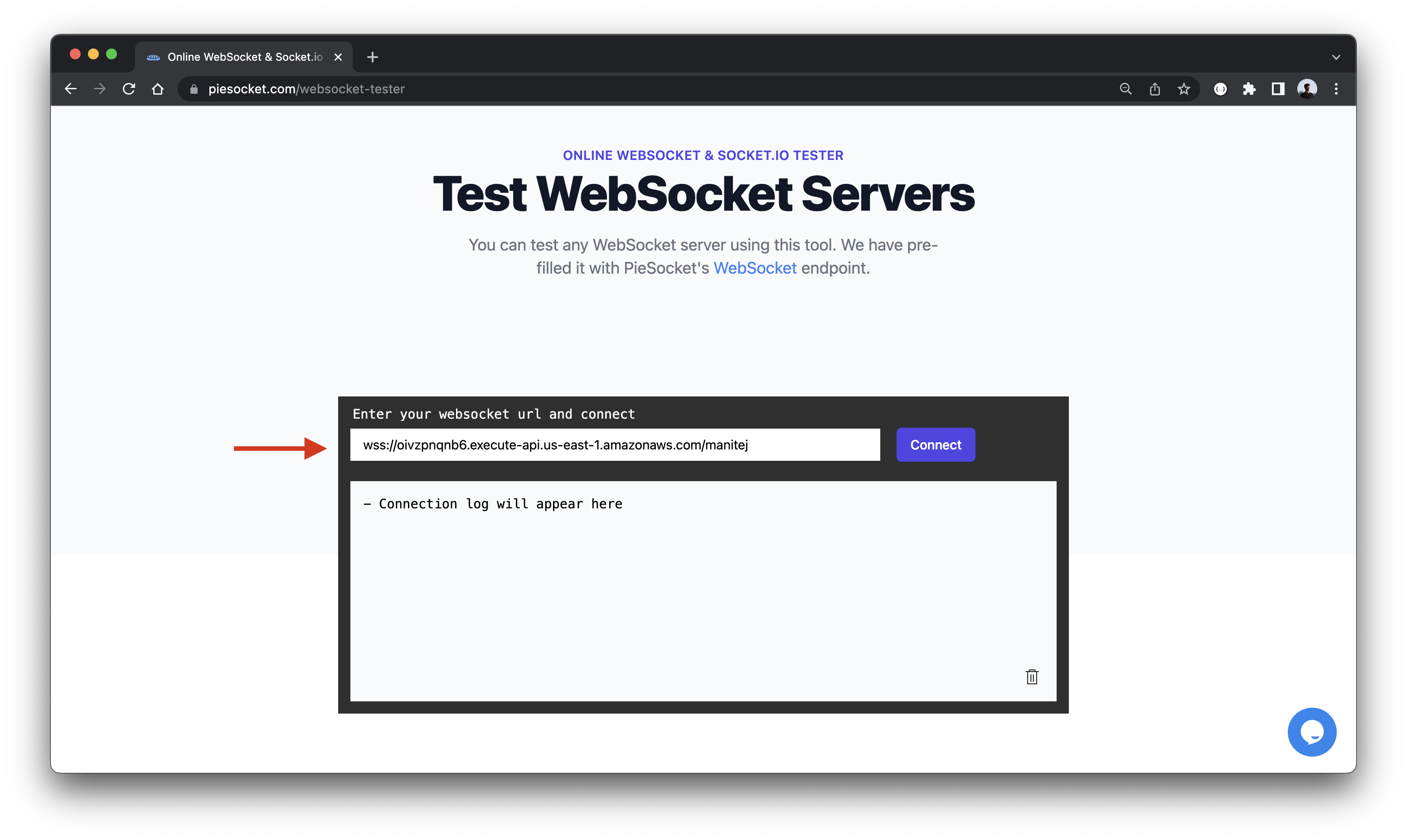 Connect to serverless WebSocket API