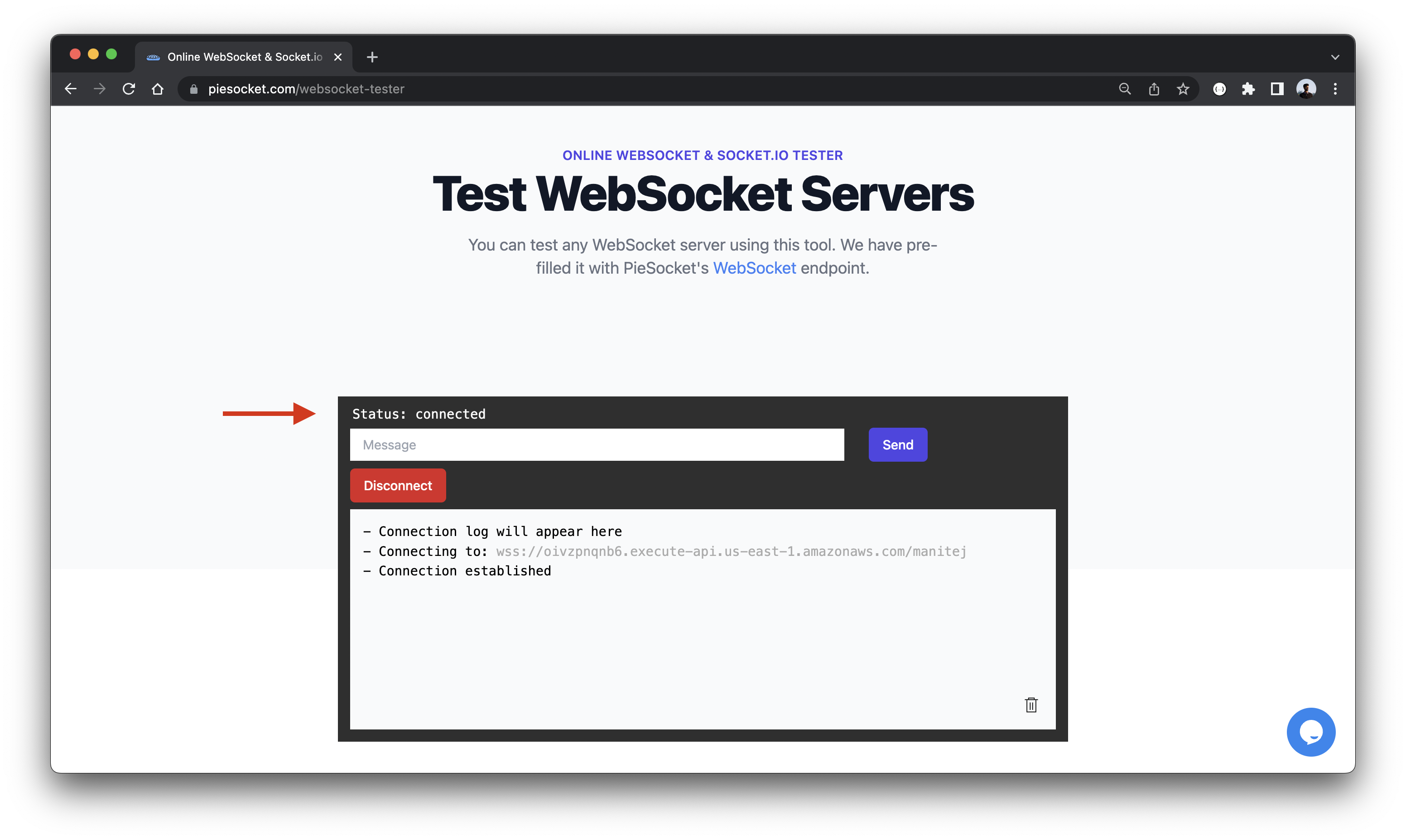 Serverless WebSocket API response