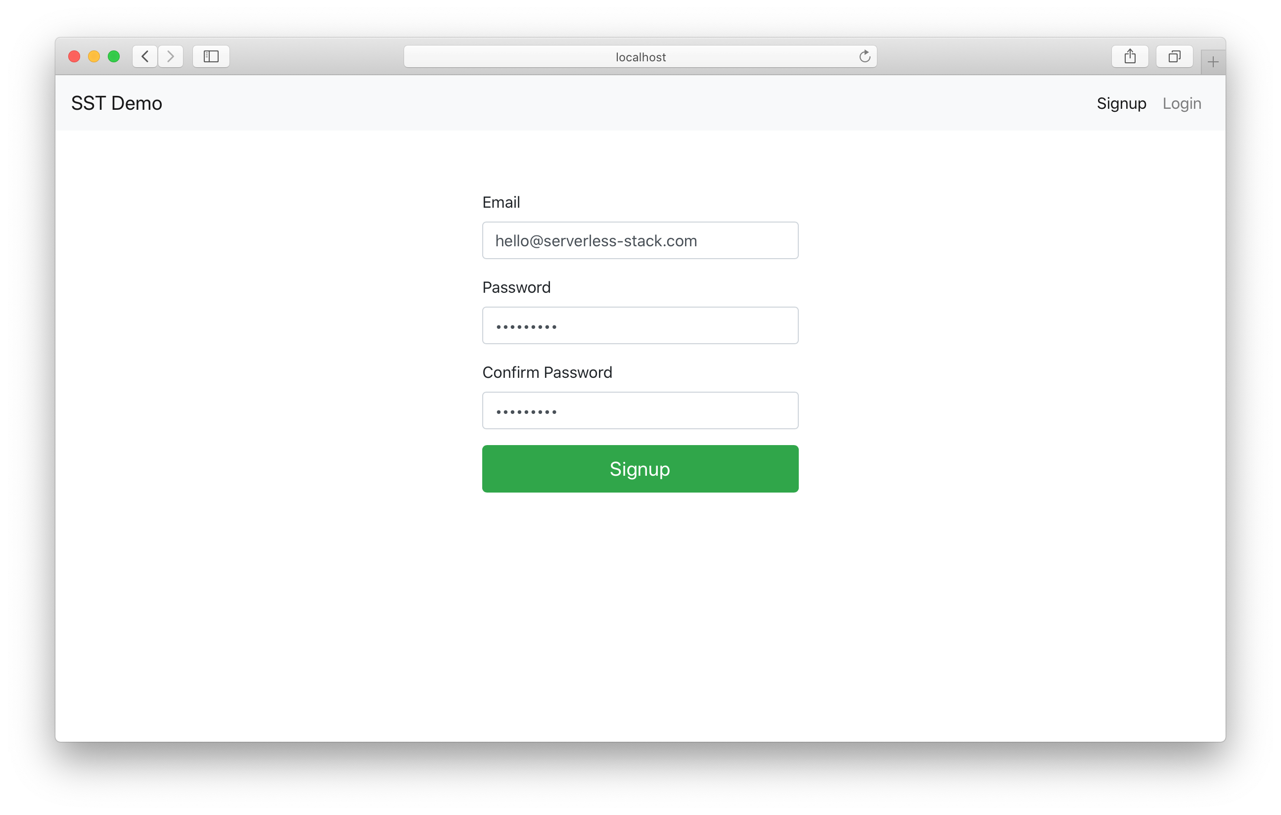 Sign up with Cognito in React.js app