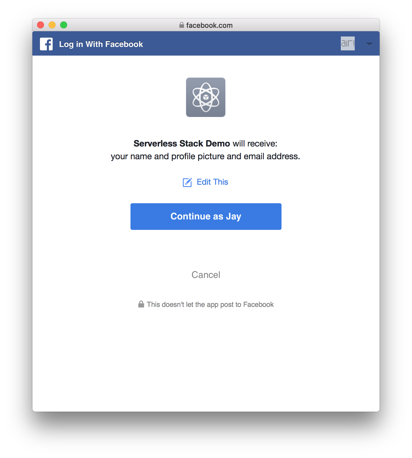 Facebook Login with Cognito using AWS Amplify
