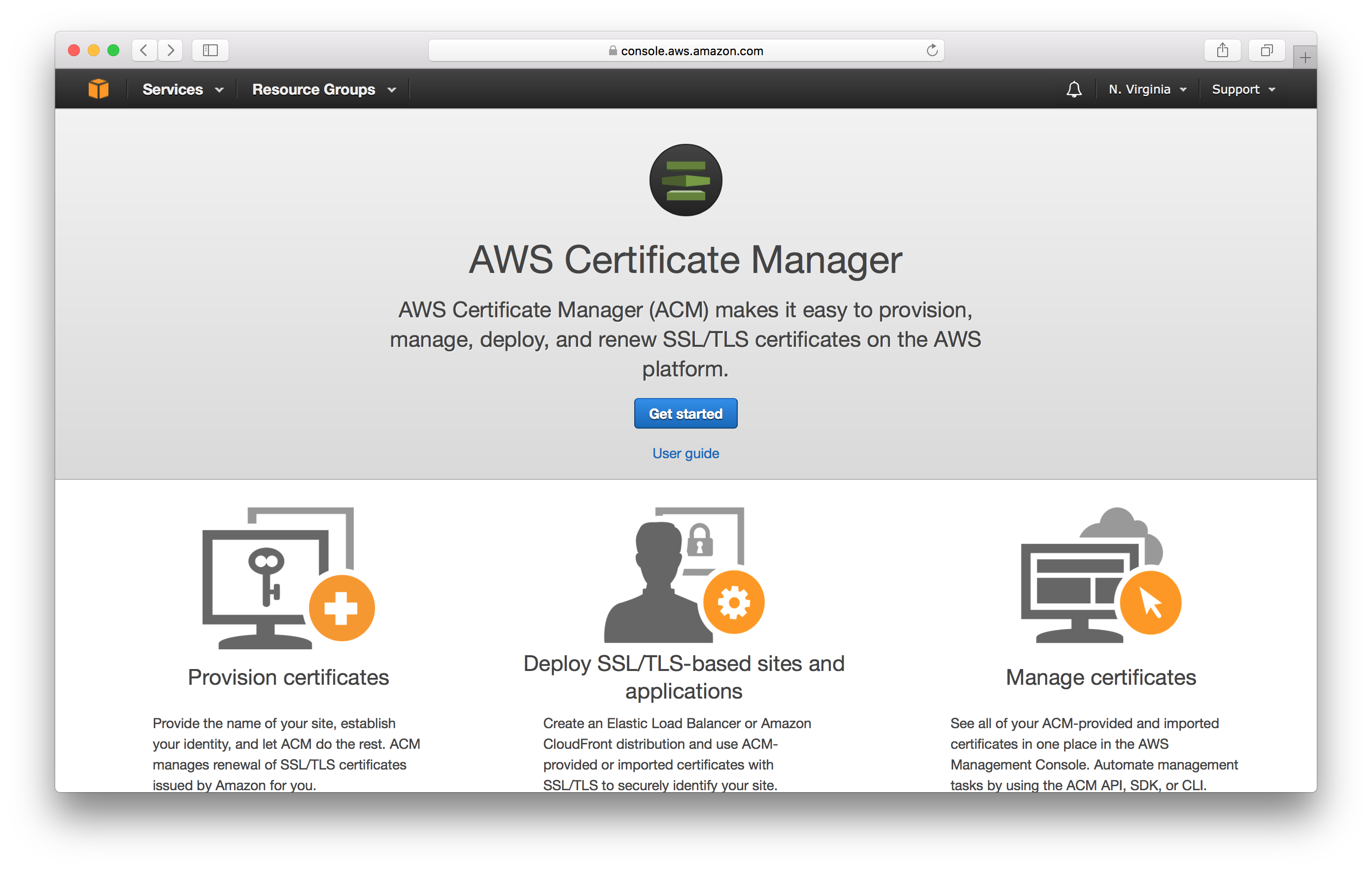 Get started with Certificate Manager screenshot