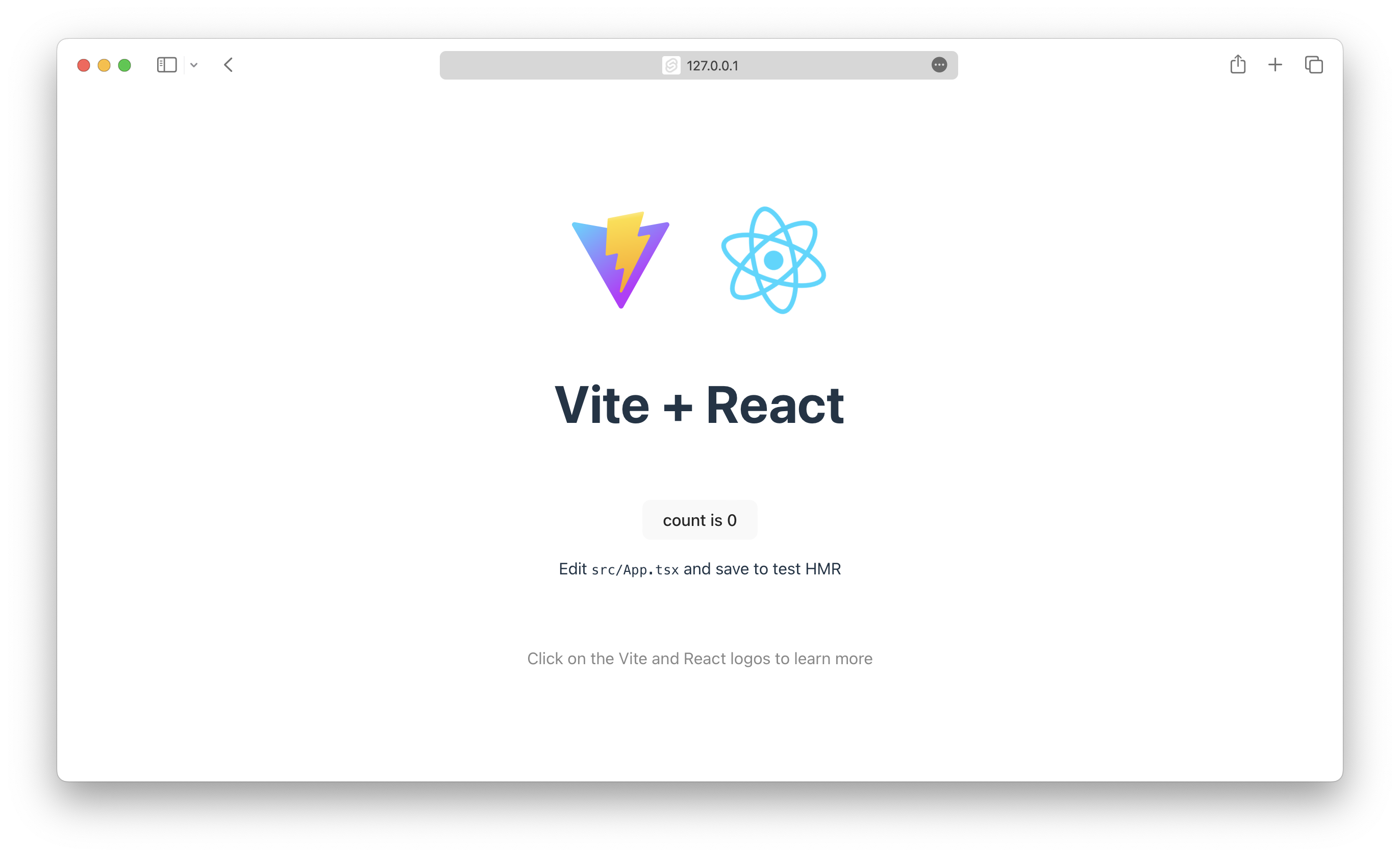 New Vite React App screenshot